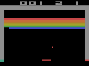 Breakout for the Atari is a very simple game in which you steer a ball with a paddle - much like tennis. All you have to do is break all of the colourful walls so you can get to the next stage. But the game gets faster and more difficult to control as you go along.